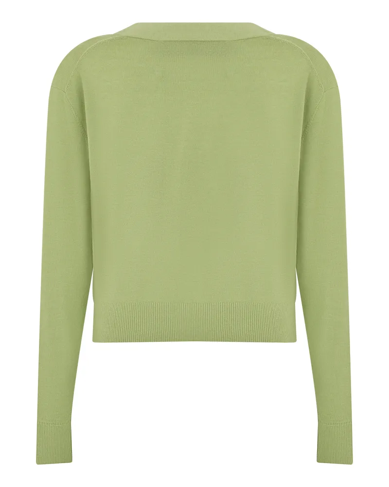 Max Mara Women's Cropped Cardigan Pistachio Wool Cardigans Sweater Green
