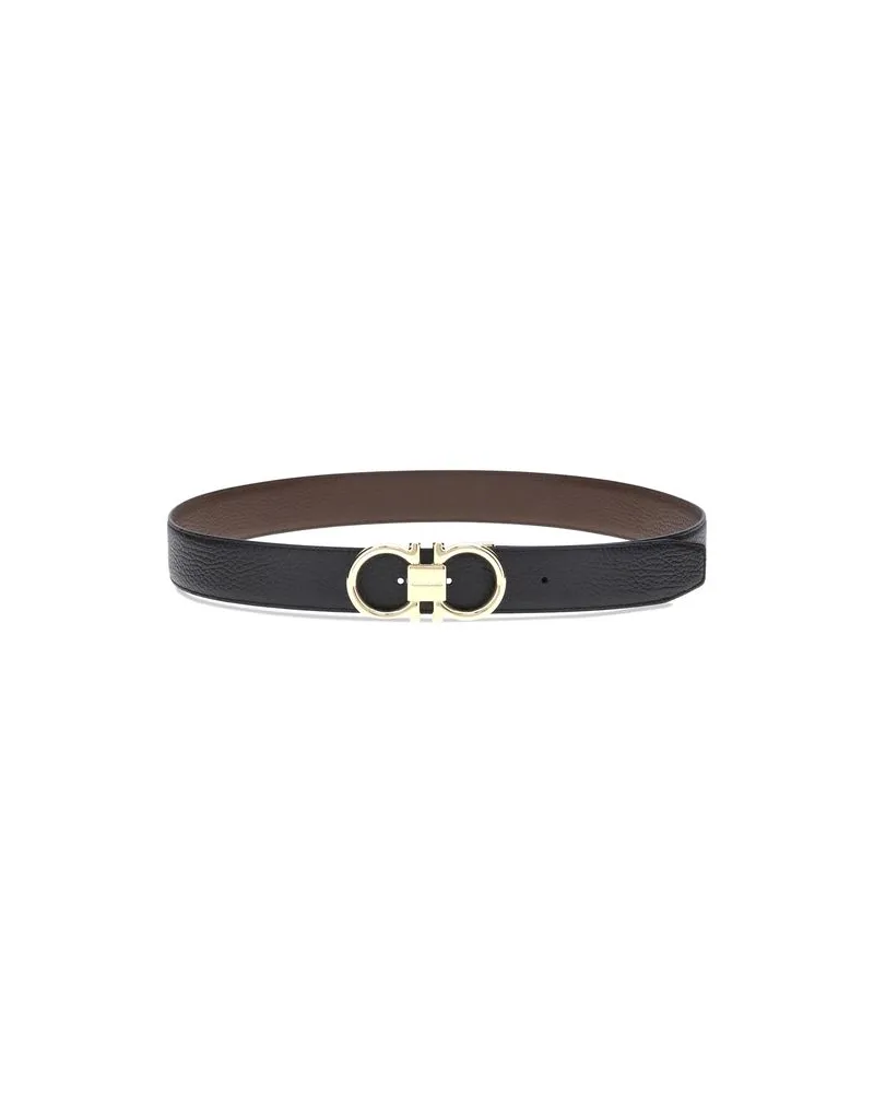 Ferragamo Men's Black Calf Leather Bos Taurus Belt Black