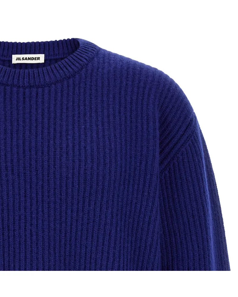 Jil Sander Fisherman's Rib Wool Sweater — Navy Navy