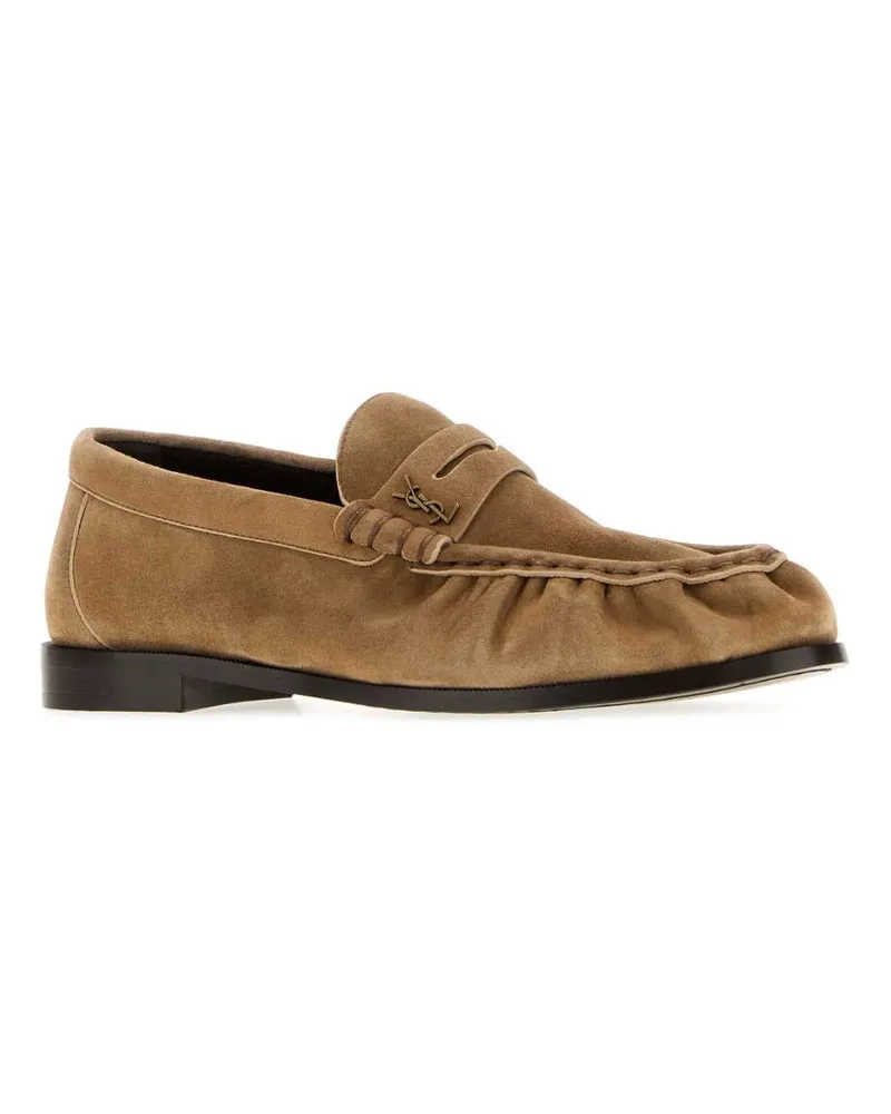 Saint Laurent Women's Cappuccino Suede Le Loafer Loafers Citynude Mocassini Beige