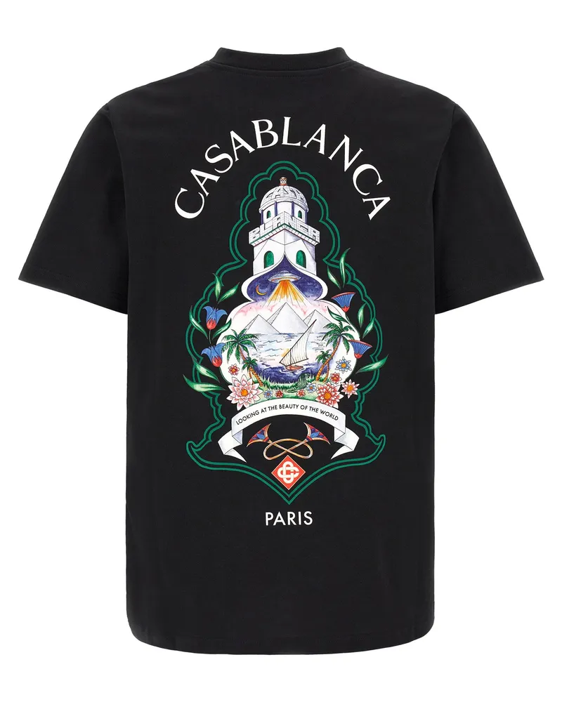 Casablanca Paris Hotel Emblem Graphic Print T-shirt — Black Black