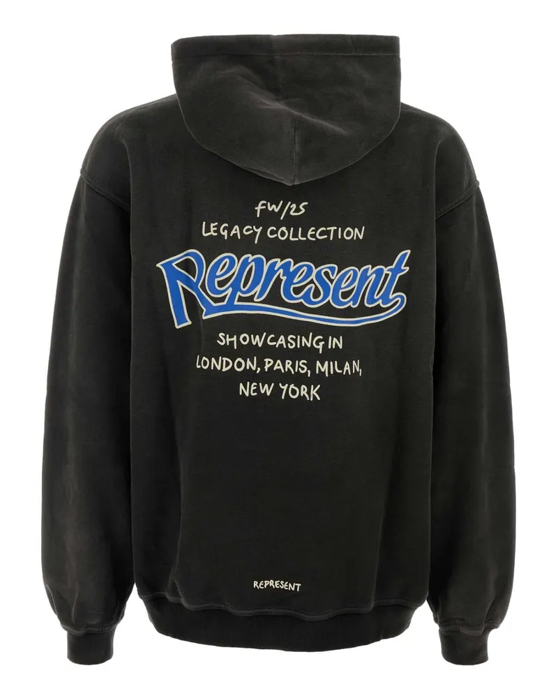 REPRESENT Men Black Cotton Sweatshirt Stainedblack Exterior: Felpe Black