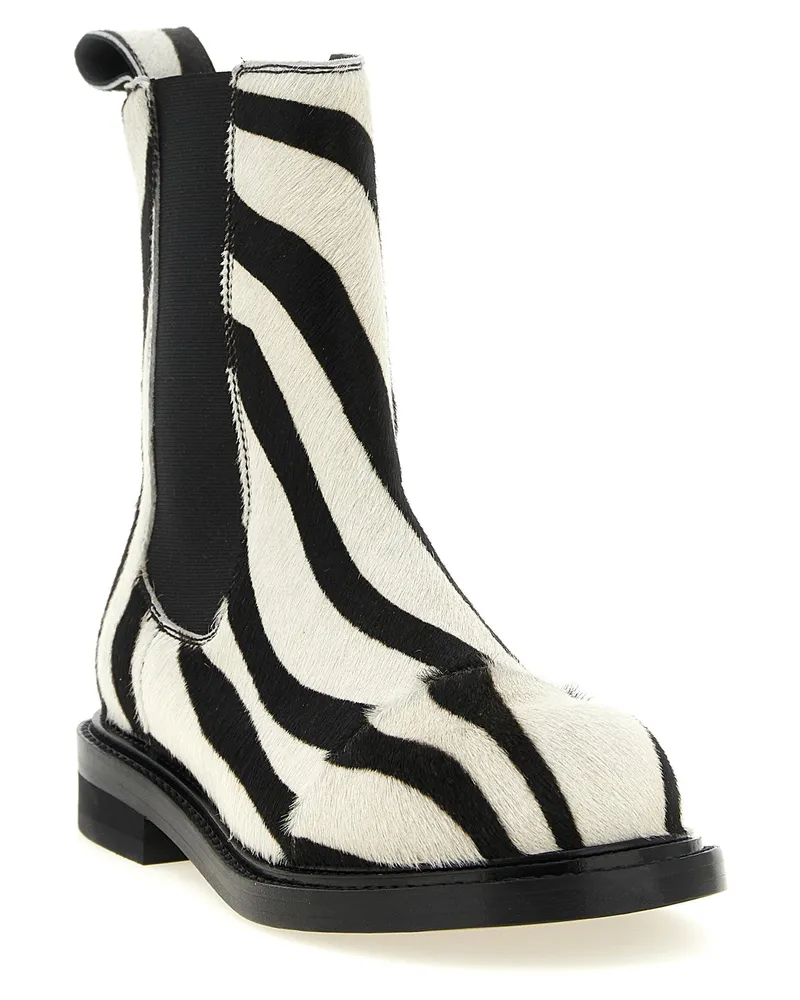 Moschino Zebra Print Pony Hair Ankle Boot — Black Black