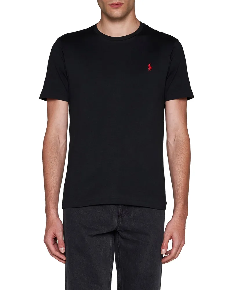 Ralph Lauren Men's Slim Fit Black T-Shirt Cotton T-Shirts And Polos Black