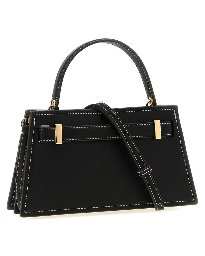 Tory Burch Women's Lee Radziwill Top Handle Bag Black Cow Leather Black