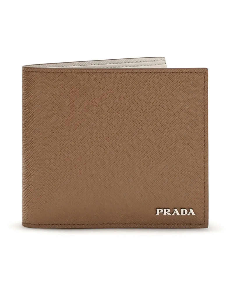 Prada Men's Leather Wallet Tan-Talc Calf Umbrellas Tan/talc Beige