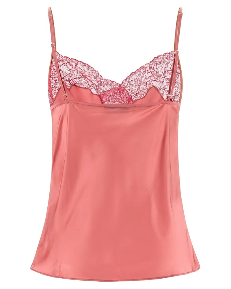 VAILLANT Lace-Trimmed Satin Tank Top — Pink Pink