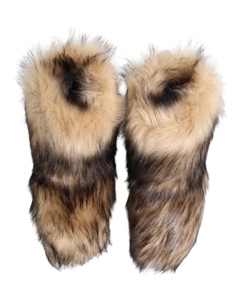 Dolce & Gabbana Brown Faux Skim Ski Fur Men Short Boots Shoes 78+ma Brown