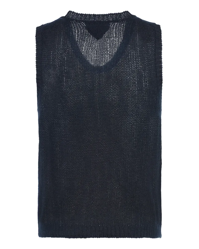 Prada Women's Knitted Vest Blue Cashmere Knitwear Sweater Navy