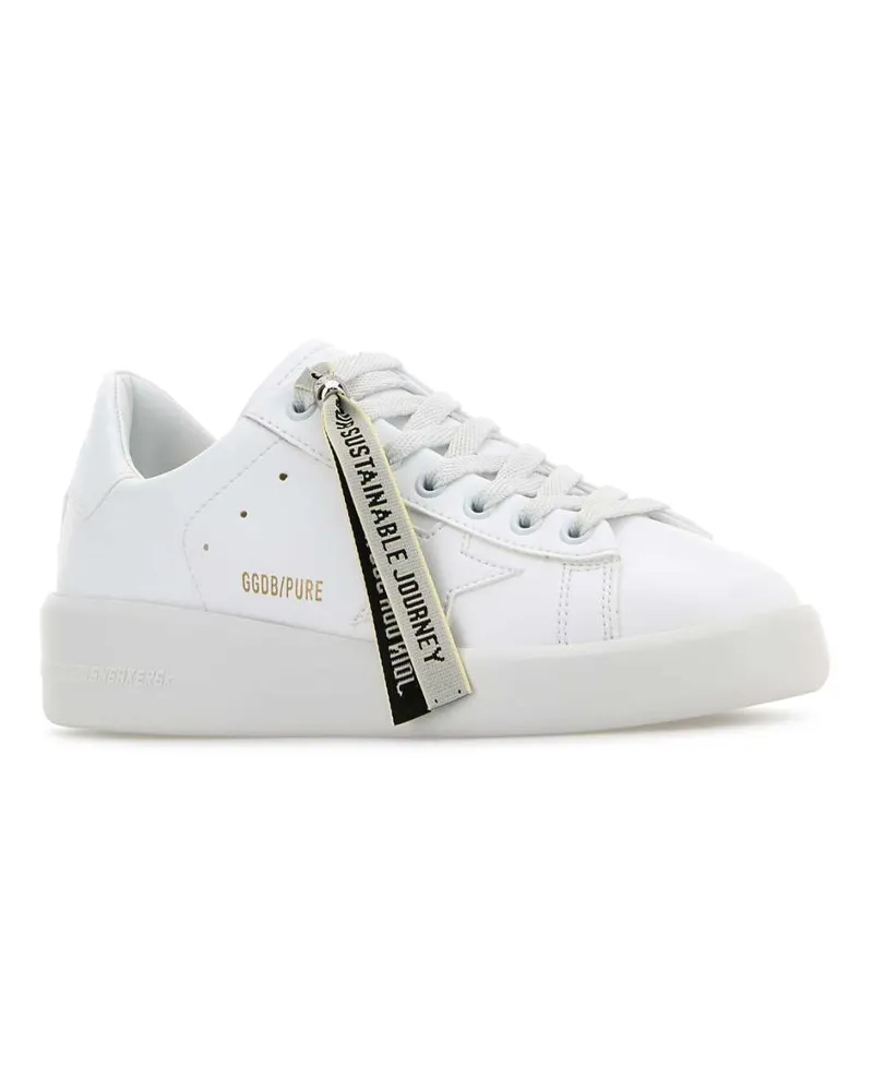 Golden Goose Logo-Strap Leather Sneaker — White White