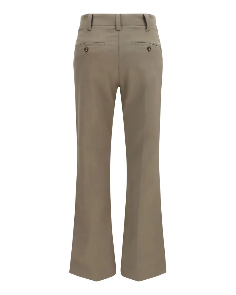 Brunello Cucinelli Women's Slim Flared Pants Tea Leaf Cotton; Elastane Trousers Beige