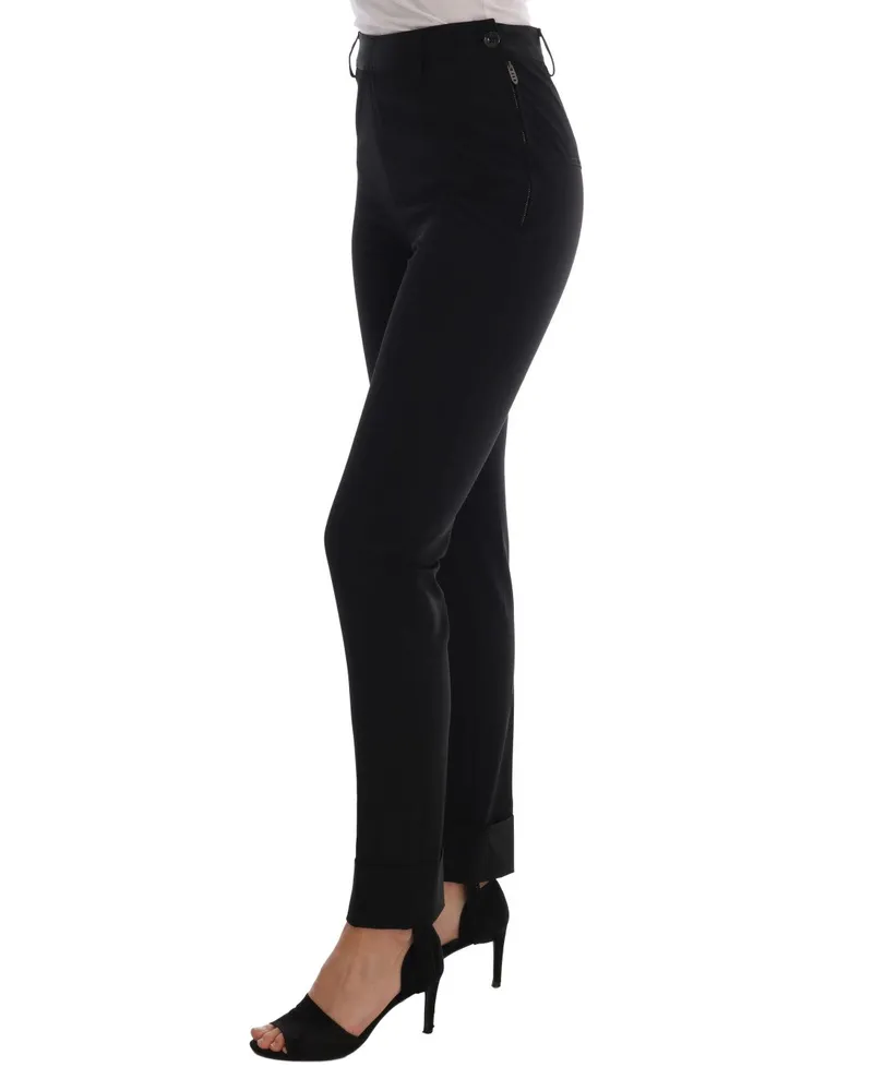 Ermanno Scervino Women's Black Stretch Leggings Pants Polyester Black