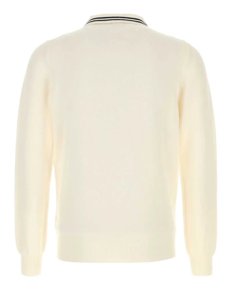 AUTRY Men's Ivory Knit Polo Shirt N3kc Merino Wool + Cotton Cream