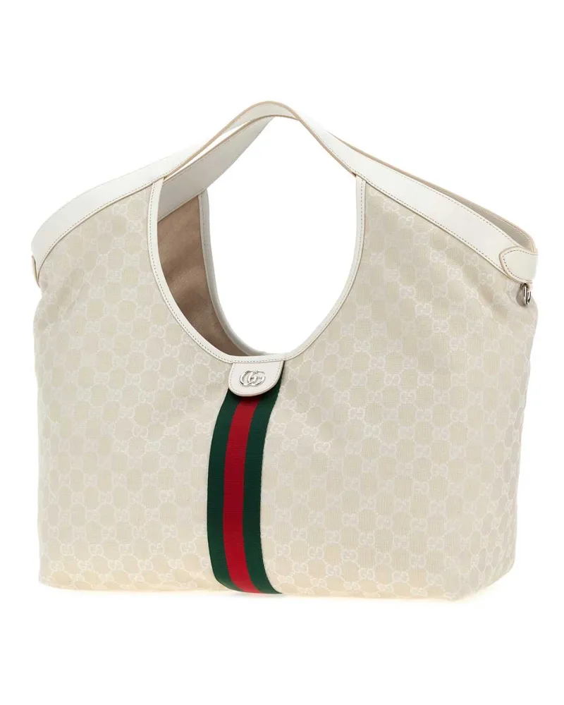 Gucci Women's Gg Fabric Large  Giglio Shopping Bag Sandycreagrwhvrv Borse A Mano Beige