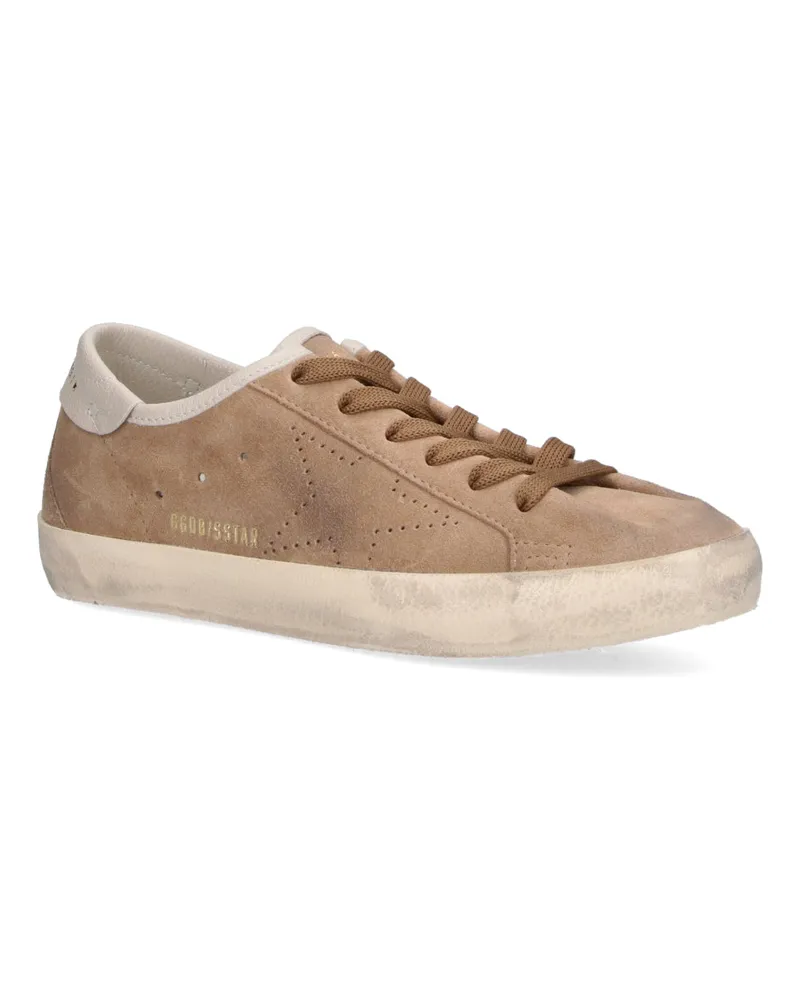 Golden Goose Women's Perforated Suede Leather Sneakers Brown Cow Goat Brown