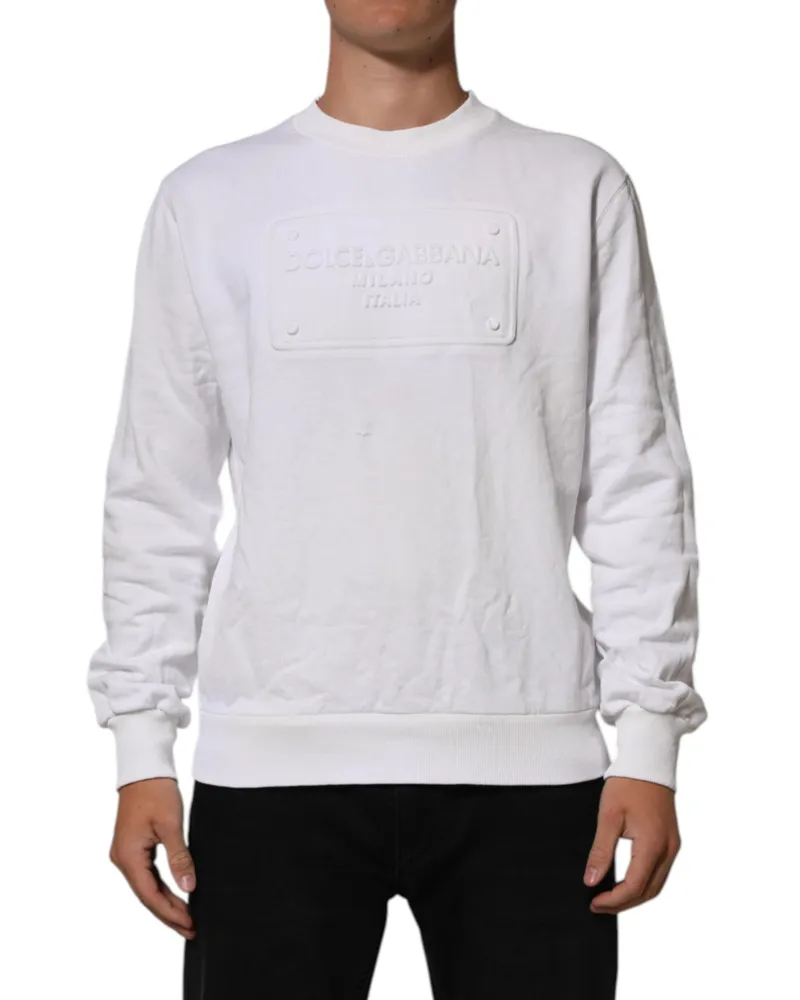 Dolce & Gabbana Logo-Embossed Cotton Sweatshirt — White White