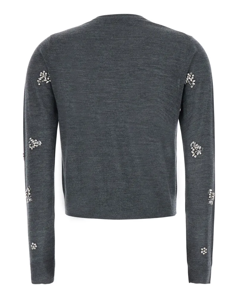 Jucca Crystal-Embellished Wool Cardigan — Gray Gray