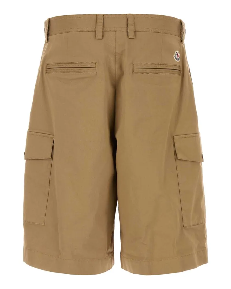 Moncler Men's Cappuccino Stretch Cotton Bermuda Shorts 248 Exterior: Elastane Beige