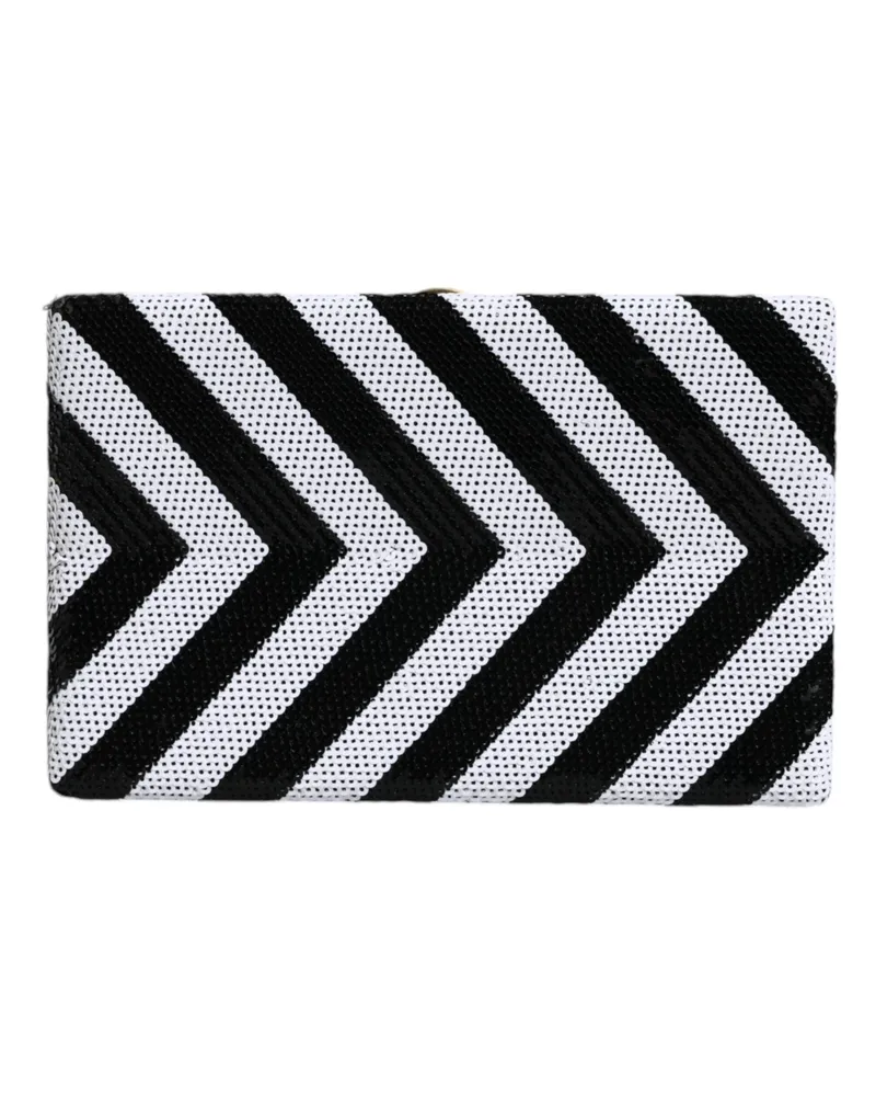 Dolce & Gabbana Women's Chevron-Patterned Metal Frame Clutch Black Real Brass Black
