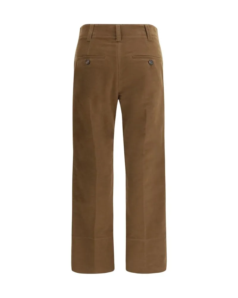 Brunello Cucinelli Cotton Stretch Trousers — Brown Brown