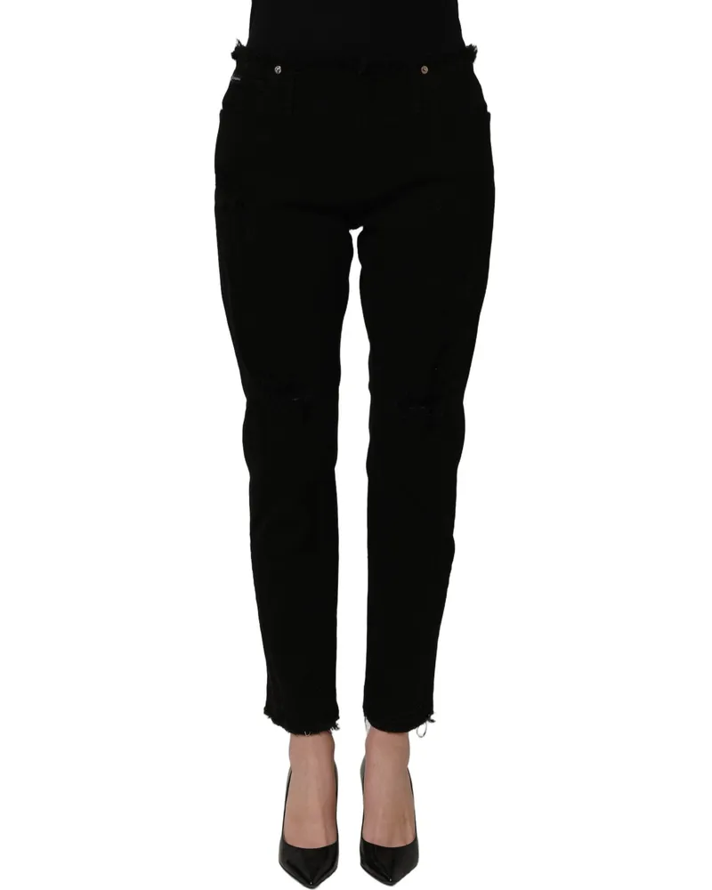 Dolce & Gabbana Women Black Cotton Skinny Denim Trouser Jeans Black