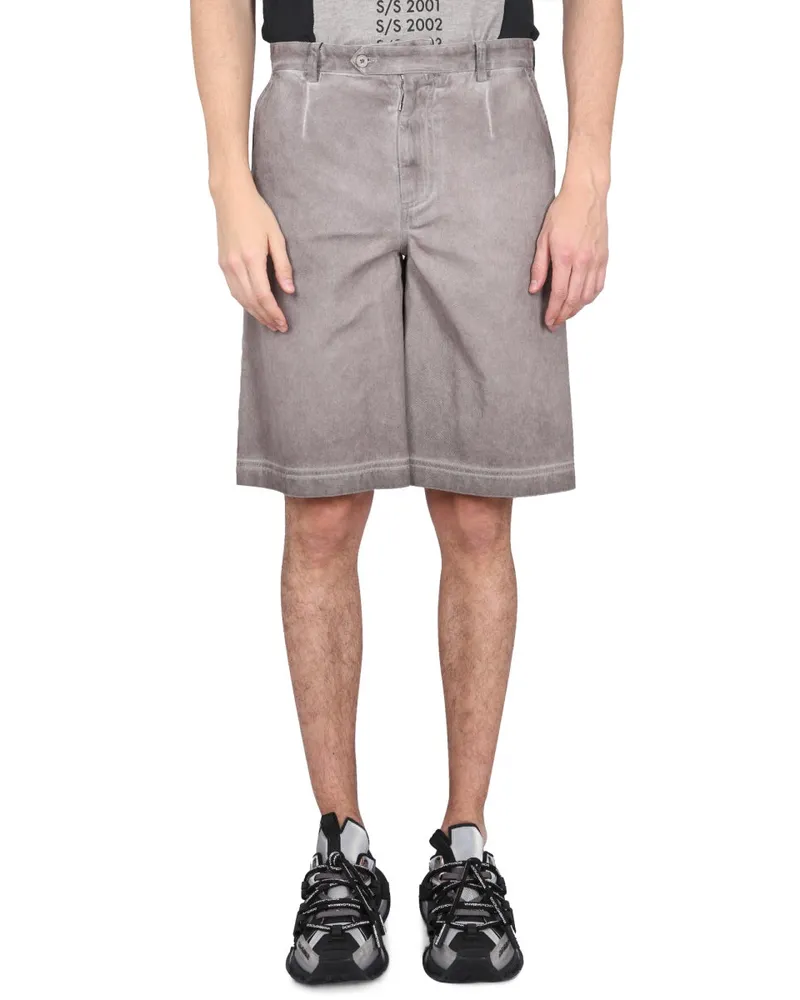 Dolce & Gabbana Logo Plaque Cotton Bermuda Shorts — Multicolor Multicolor