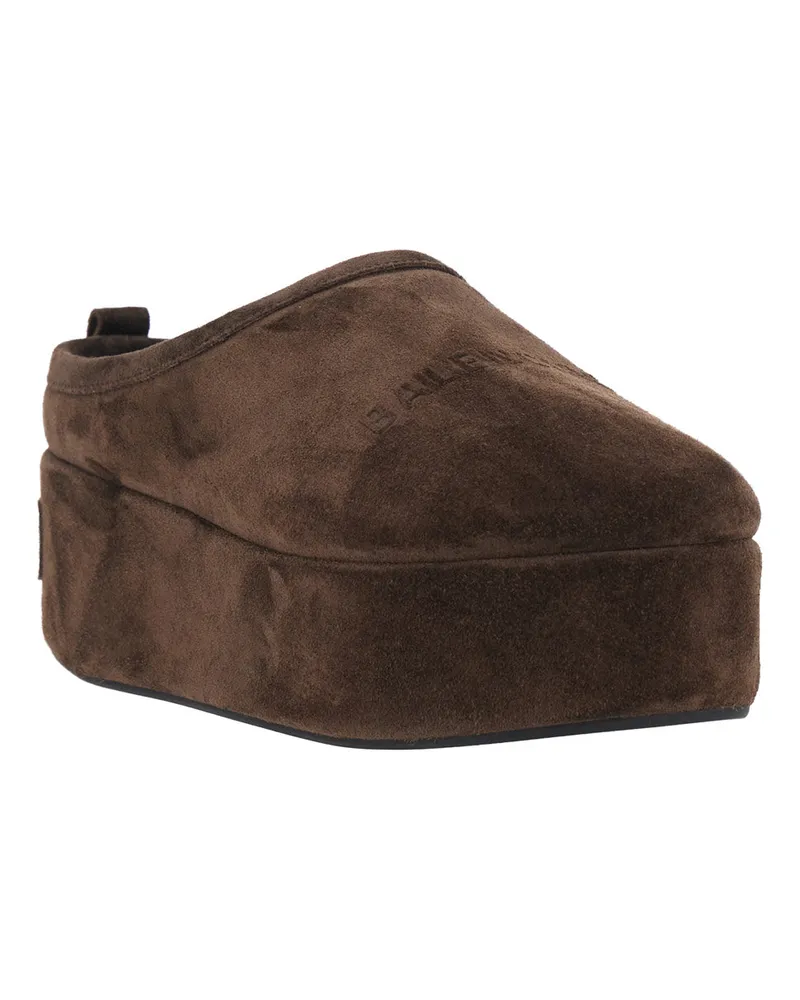 Balenciaga Women's Mule Alaska Suede Brown Platform Brown