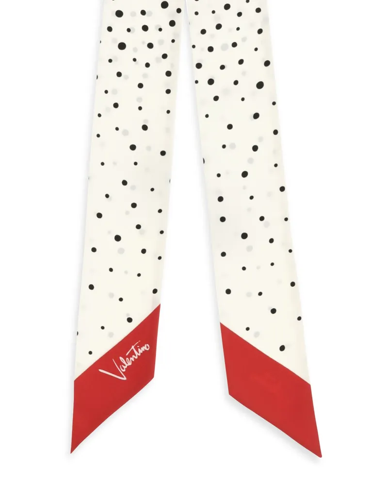 Valentino Garavani Women's Scarf Twill Little Stars Starry Silk Vanilla-Black-Red-Vanilla Vanilla/black/red/vanilla Scarfs White
