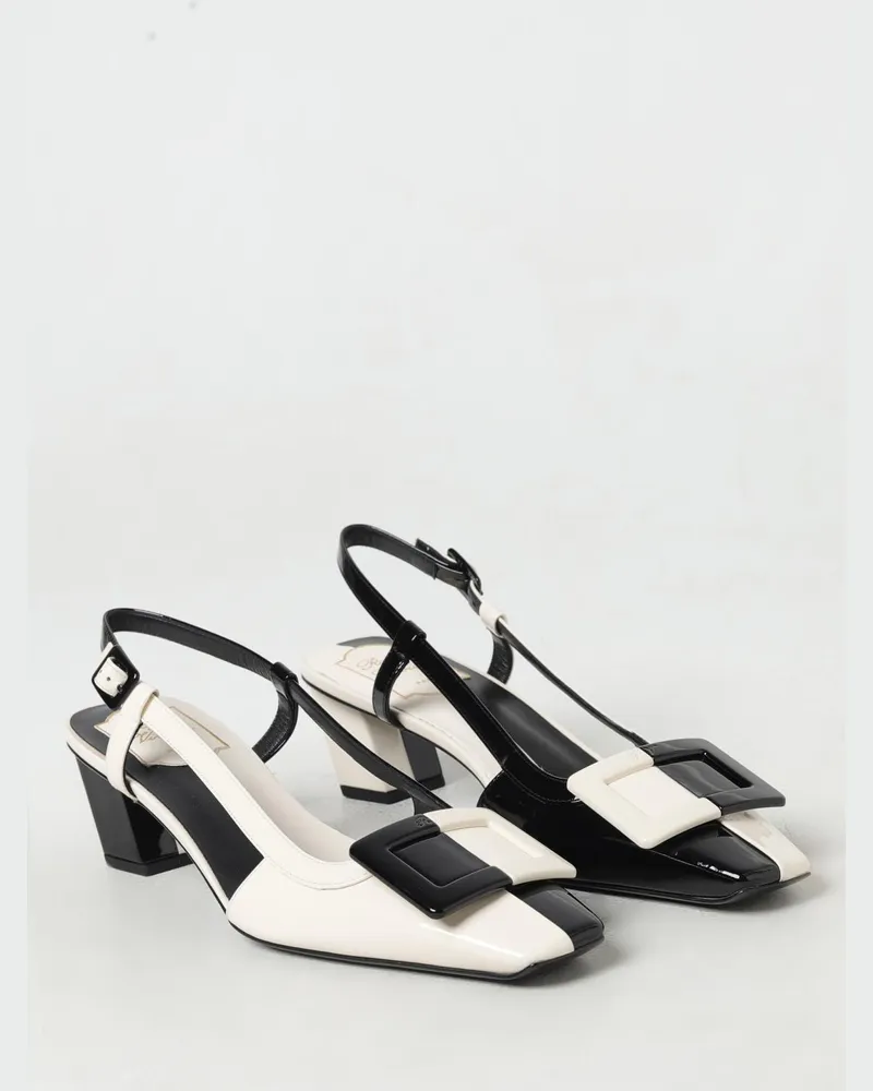 Roger Vivier Women's Black Leather High Heel Pumps White