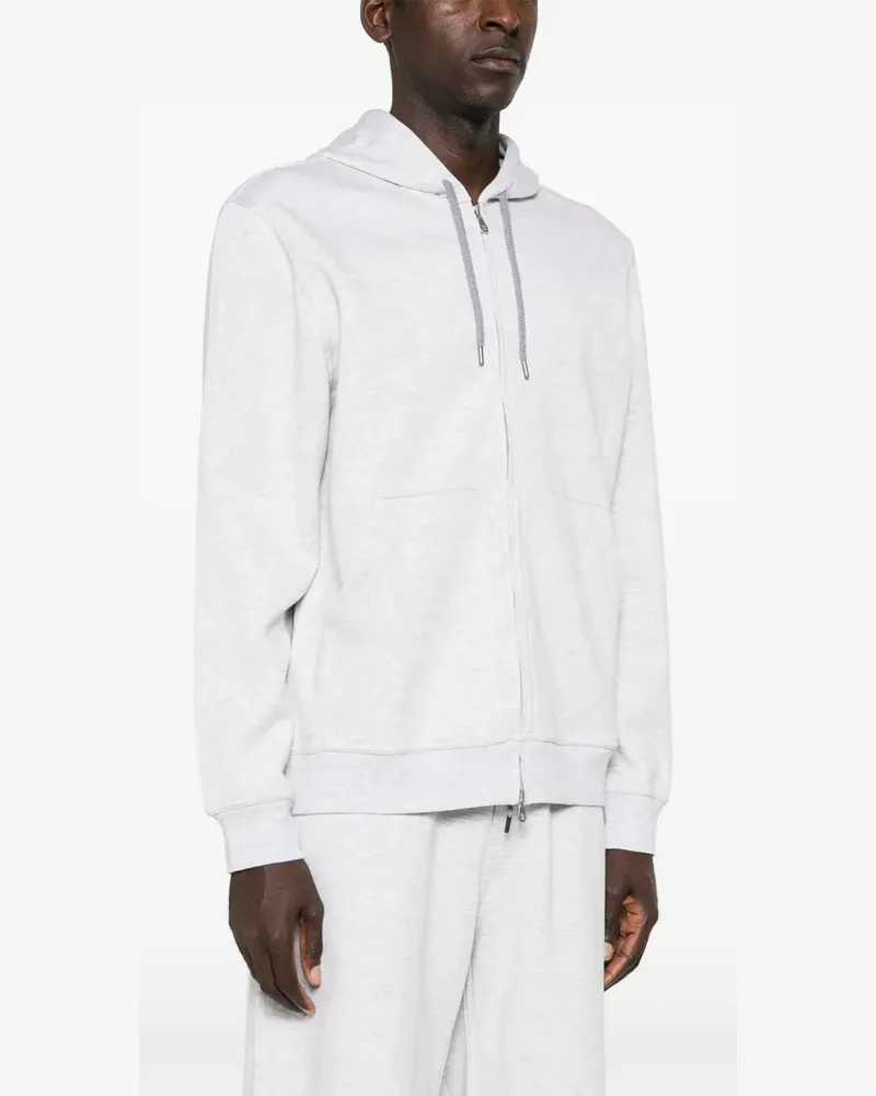 Brunello Cucinelli Men Mélange-Effect Zipped Hoodie Ss25 M Grey