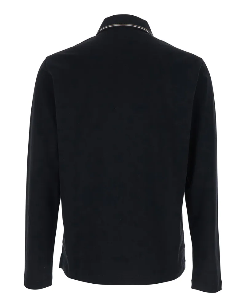 Emporio Armani Men's Polo Shirt Long Sleeve Black Cotton T-Shirts And Polos Black