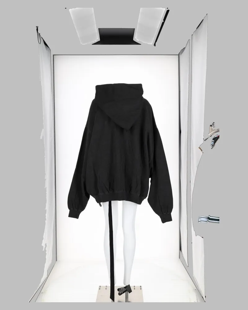 DRKSHDW by Rick Owens Cotton Hooded Sweatshirt — Black Black