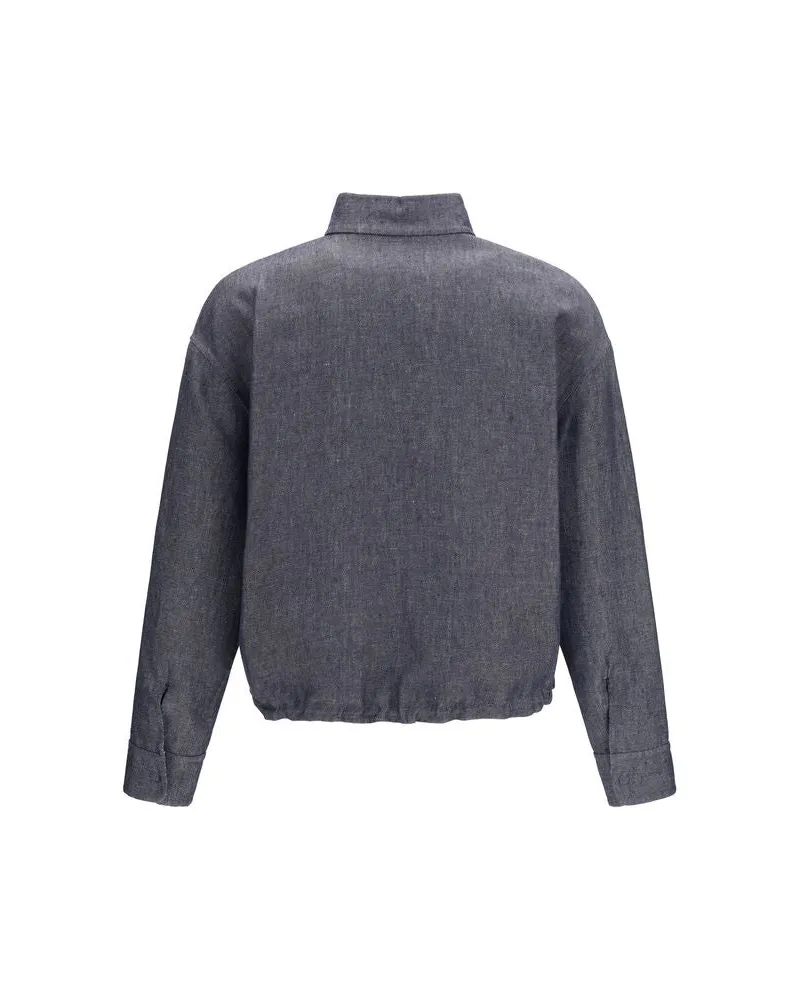 Fendi Men's Blue Linen Denim Jacket Clothing Blue