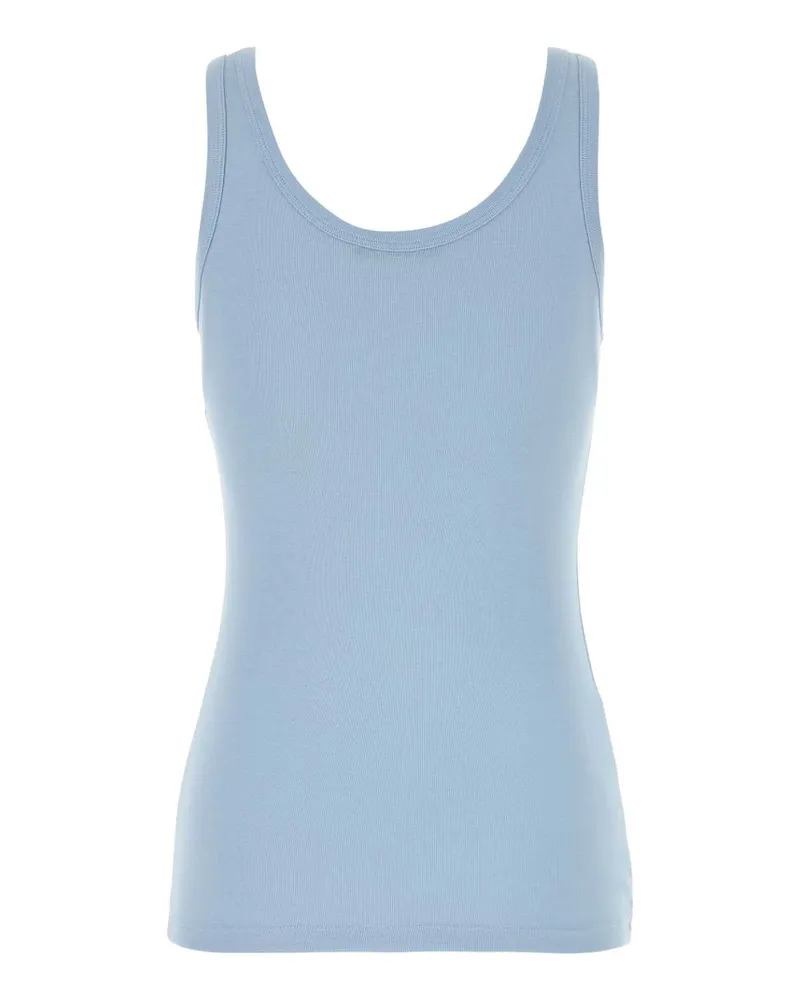 Prada Women's Ribbed Cotton Tank Top Blue Tops Blue