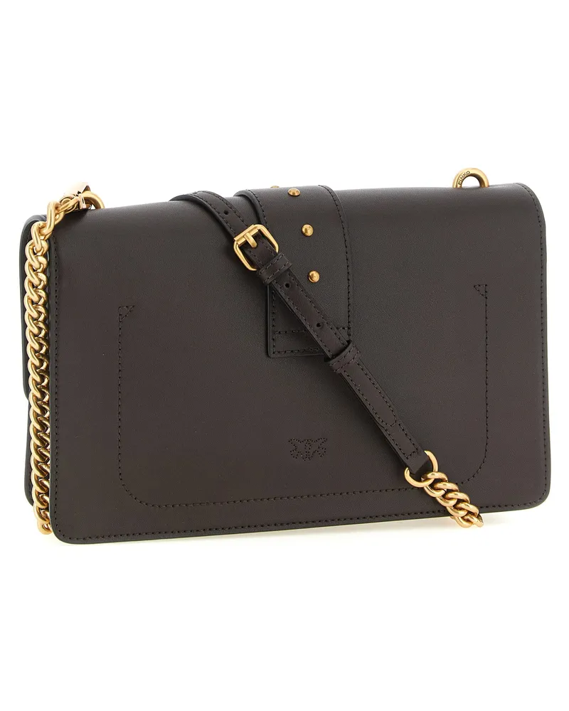 Pinko Gold Love Bird Buckle Shoulder Bag — Brown Brown