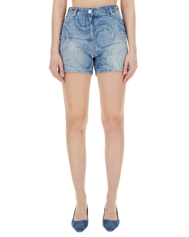 Versace Cotton Denim Shorts — Blue 