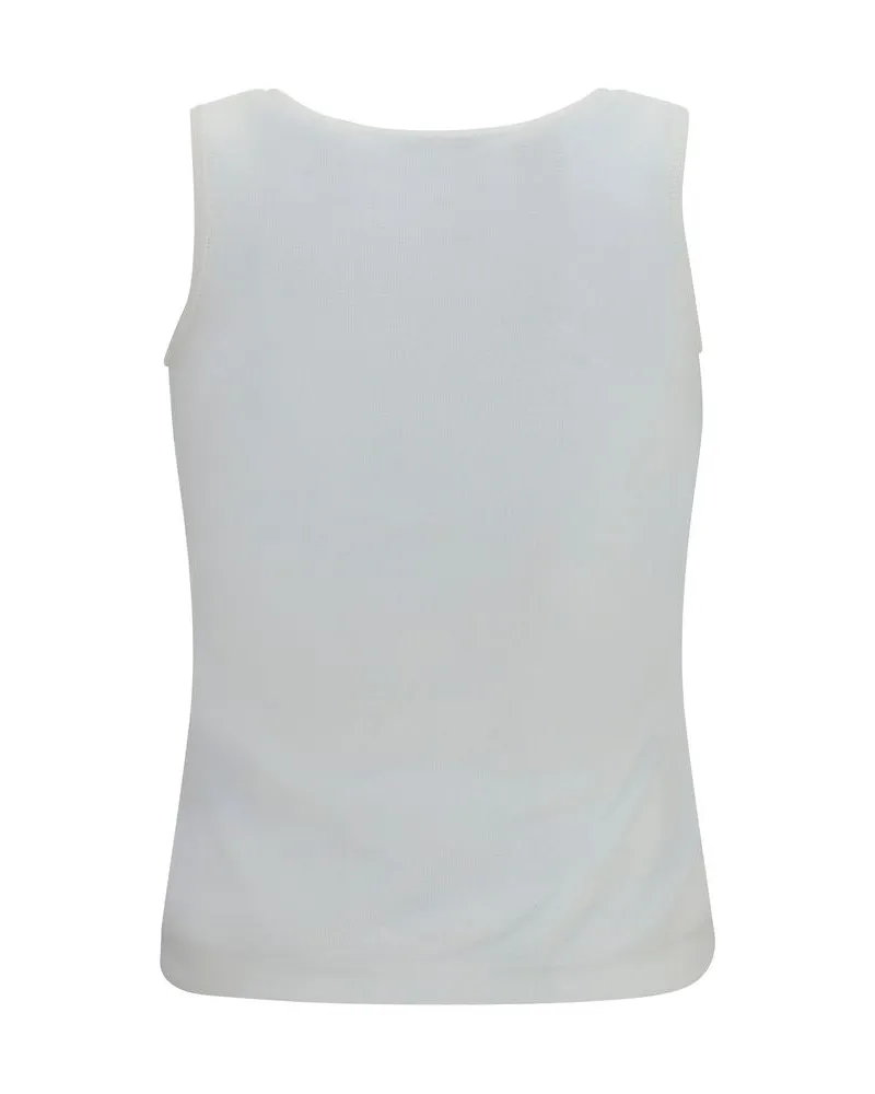 Balenciaga Women White Cotton Tank Tops White