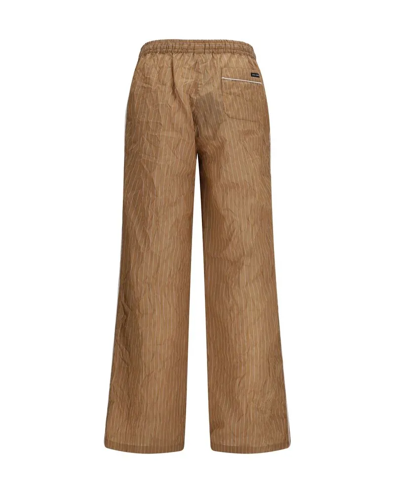 Dolce & Gabbana Men's Brown Linen Casual Pants Brown