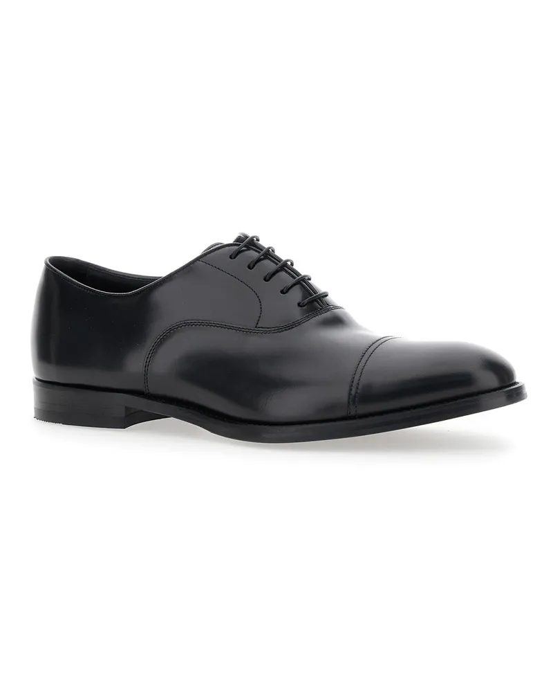 Doucal´s Men's Oxford Lace-Up Shoes Black Leather Calf Flat Black