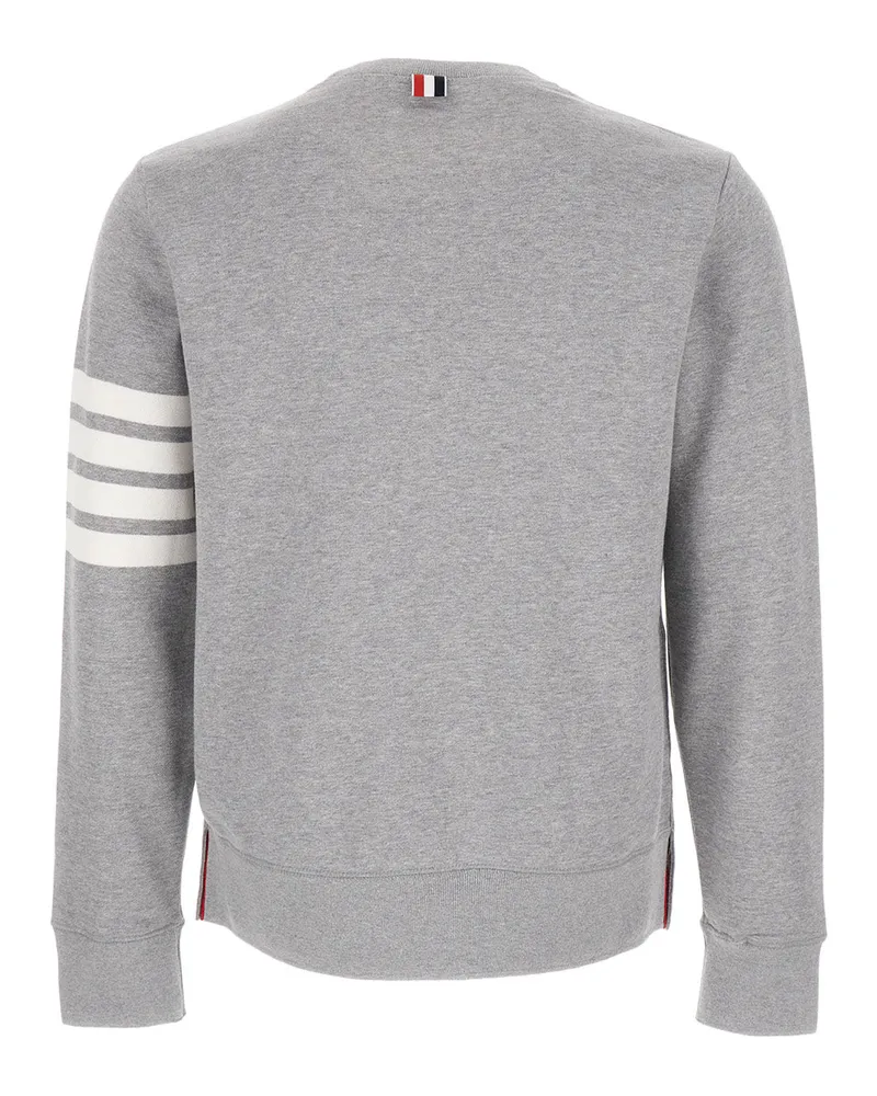 Thom Browne Men's Crew Neck Sweatshirt 4 Bar Tab Grey Cotton Sweatshirts Sweater Gray