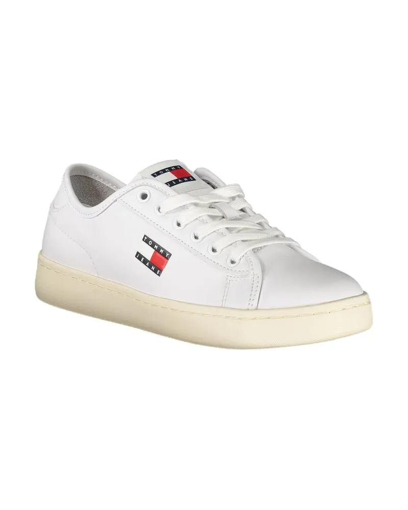 Tommy Hilfiger Logo-Embroidered Leather Sneaker — White White