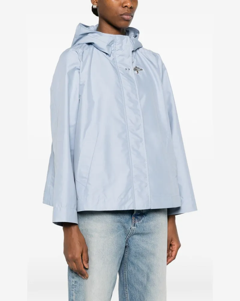 Fay Hooded Short Parka Coat — blue Blue