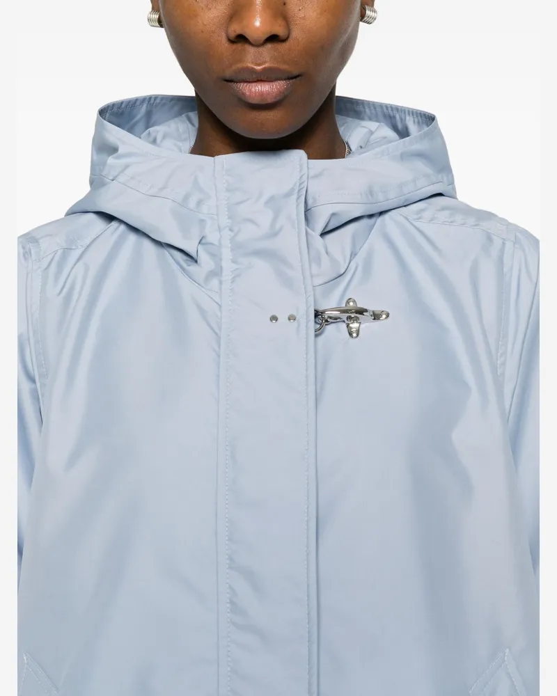 Fay Hooded Short Parka Coat — blue Blue