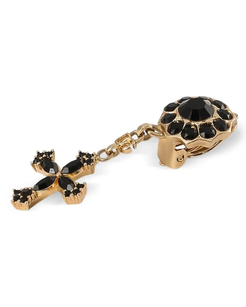Dolce & Gabbana Women's Black Brass Earrings Gold