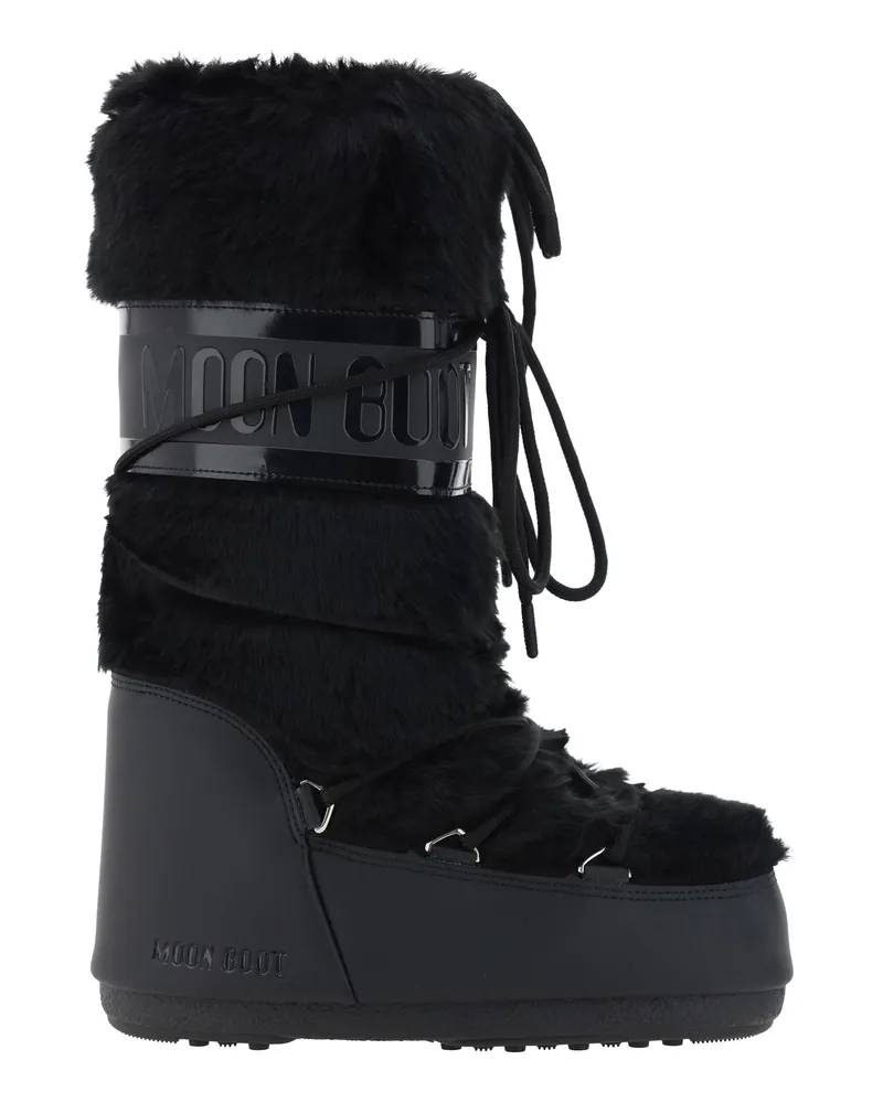 Moon Boot Women's Icon Faux Fur Knee Boots Black Polyamide Black