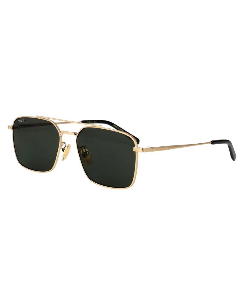 Gucci GG1957SA Metal Rectangular Frame Sunglasses — Gold Gold