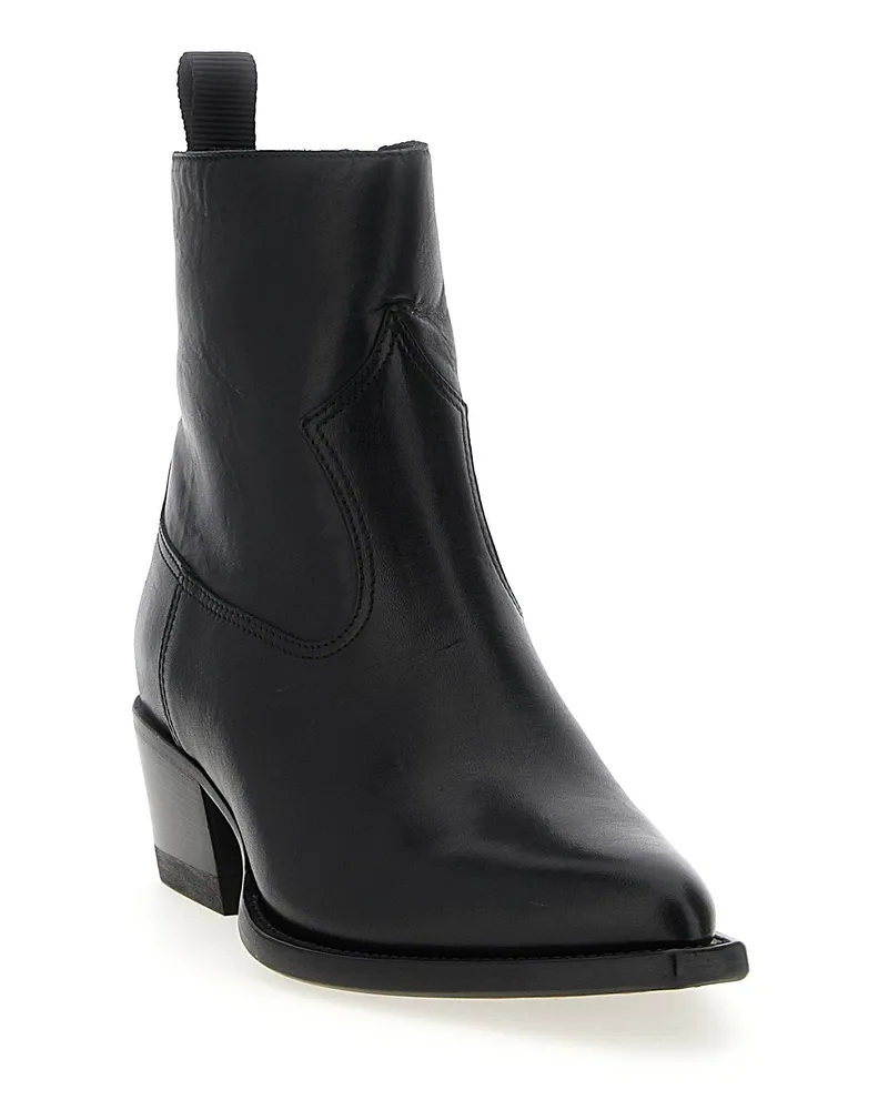 Golden Goose Leather Texan Ankle Boot — Black Black