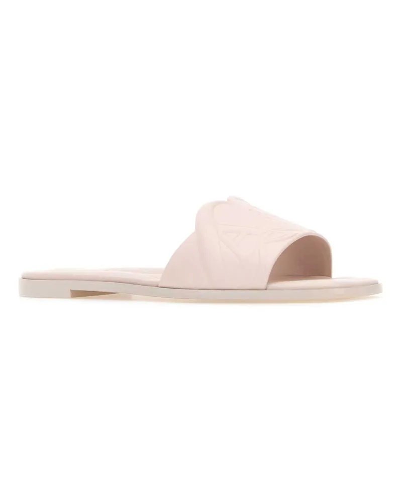 Alexander McQueen Women's Pastel Pink Leather Slippers Clayclay Flat Shoes Pink