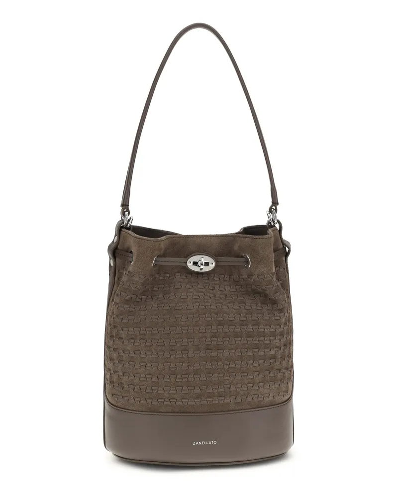 Zanellato Women's Bucket Bag Monda Beige Ivory Calf Leather Handbags Hand Beige