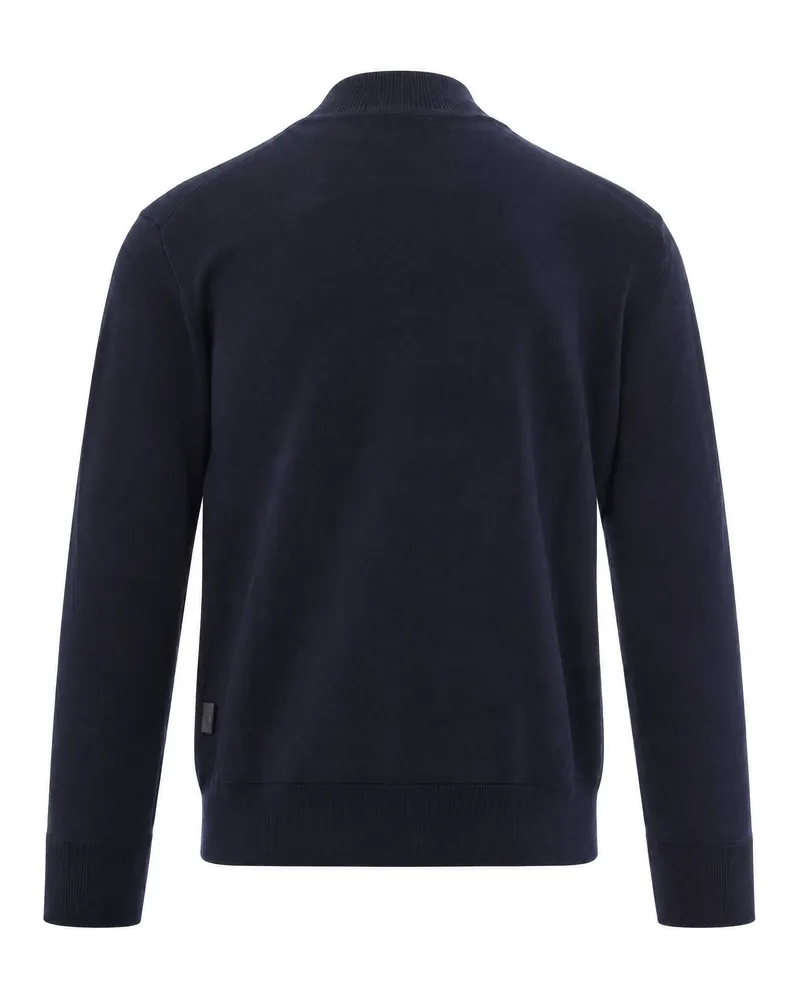 Paolo Pecora Milano Wool-Cotton Zip Sweater — Blue Blue